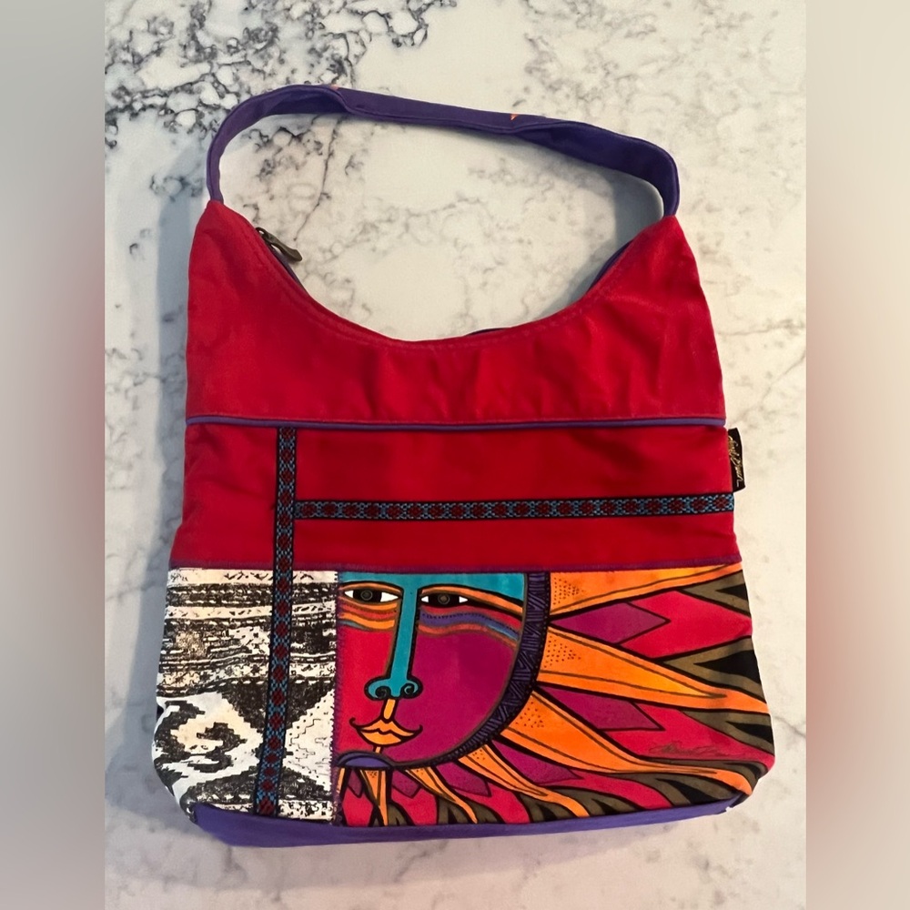 Laurel Burch Celestial Medium Embroidered Sun Shoulder Tote Bag Purse Y2K EUC - Picture 9 of 9